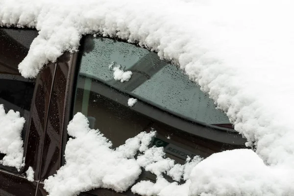 Carro Estava Completamente Coberto Neve Quintal — Fotografia de Stock