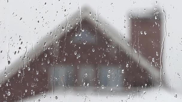 Özel Bir Evin Penceresine Kar Yağar — Stok video