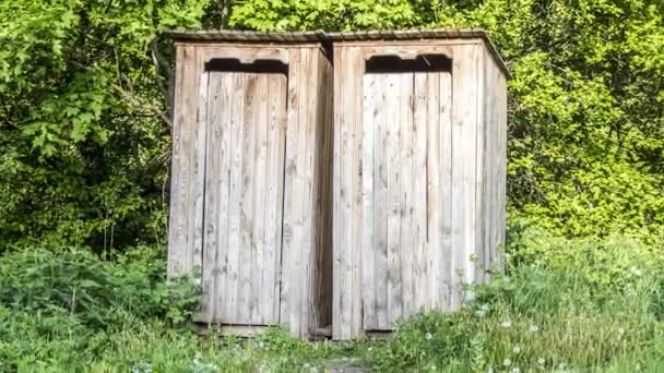 Wooden public toilet — Stock Video