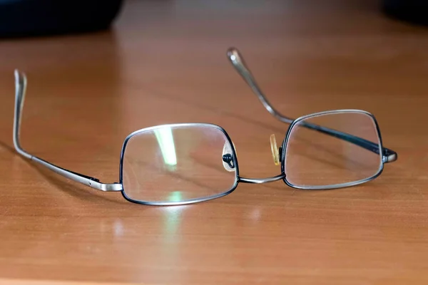 Brýle Pro Zrak Leží Stole Zblízka — Stock fotografie