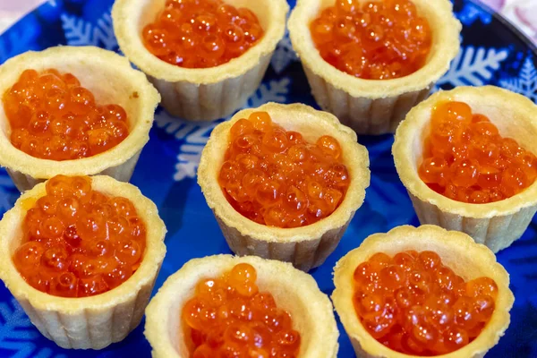 Red Caviar Waffle Cups Table Close Royalty Free Stock Photos