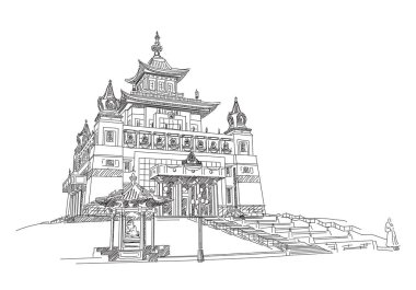 Buda 'nın altın manastırı. Elista. - Rusya. İşleme