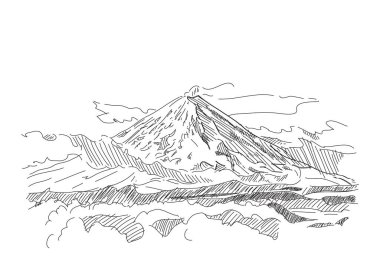 Klyuchevskaya Sopka. Volkan. Kamçatka. - Rusya. İşleme