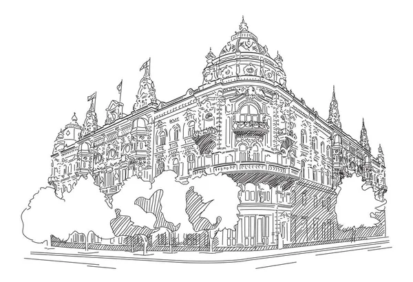 Building of City Council. Rostov-on-Don. Russia. Engraving — Stock Illustration Building City Council Rostov Don Russia Engraving Stock Vector