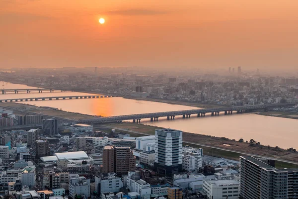 Miasta Osaka Zachód Słońca Umeda Sky Building Japonia — Zdjęcie stockowe