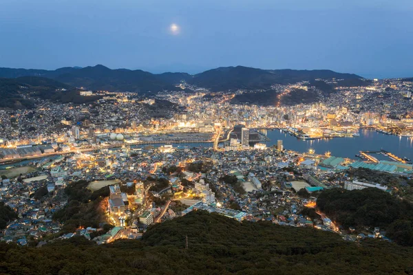 長崎市稲佐観測からの夕日で 1000 万ドルの景色 ロイヤリティフリーのストック画像