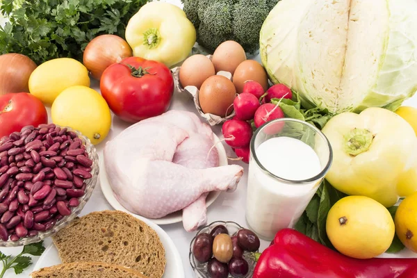 Kiegyensúlyozott Egészséges Ételek Ajánlott Cukorbetegség Magas Vérnyomás — Stock Fotó