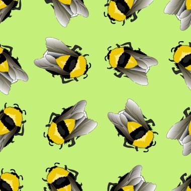 Arı desen arka plan. Dikişsiz desen, komik bumblebees