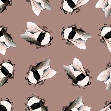 Arı desen arka plan. Dikişsiz desen, komik bumblebees