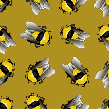 Arı desen arka plan. Dikişsiz desen, komik bumblebees