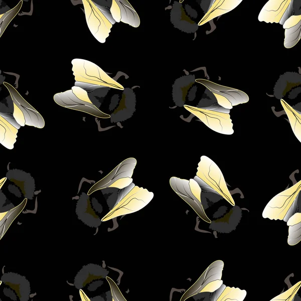 Včelí vzor pozadí. vzor bezešvé, legrační čmeláci — Stockový vektor