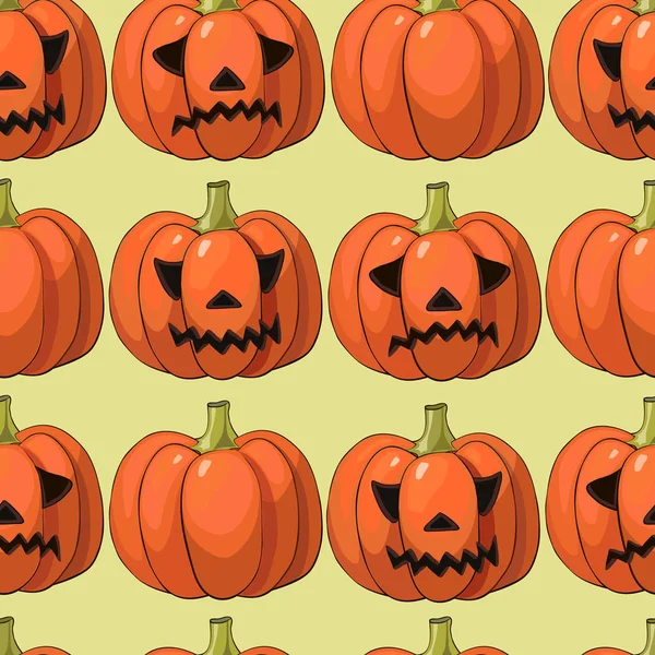 Хэллоуин фон с различными тыквы, праздничный узор — стоковый вектор
