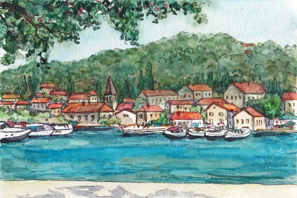 Hırvatistan 'da Trogir Şehri' nin tarihi yapısına sahip bina.