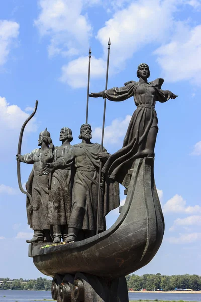 Denkmal Für Die Legendären Gründer Kiews Ufer Des Dnjepr — Stockfoto