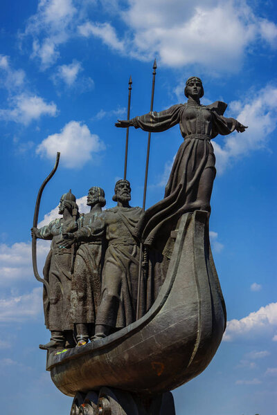 Monument to the legendary founders of Kiev on the banks of the Dnieper