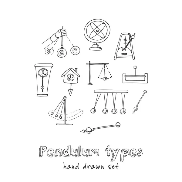 Εκκρεμές τύπος χέρι doodle που. Σκίτσα. Εικονογράφηση φορέα για το σχεδιασμό και τα πακέτα προϊόντων. Σύμβολο συλλογή. Απομονωμένα στοιχεία σε άσπρο φόντο. — Διανυσματικό Αρχείο