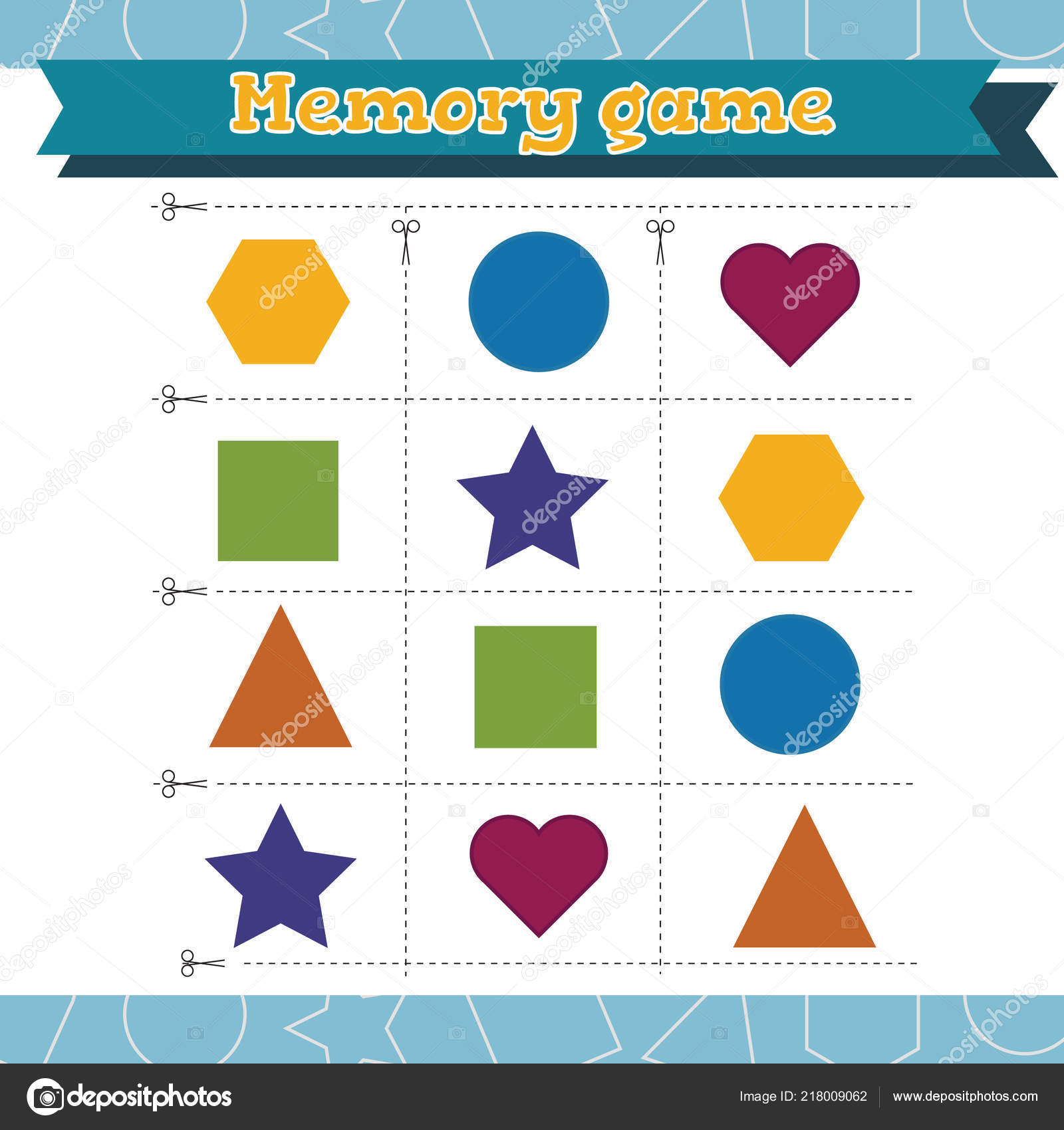 Memory-Spiel für Vorschulkinder. Formen und geometrische Figuren lernen