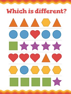 Şekil ve geometrik figürler öğrenin. Hangi farklı okul öncesi veya anaokulu çalışma sayfasıdır. Vektör çizim