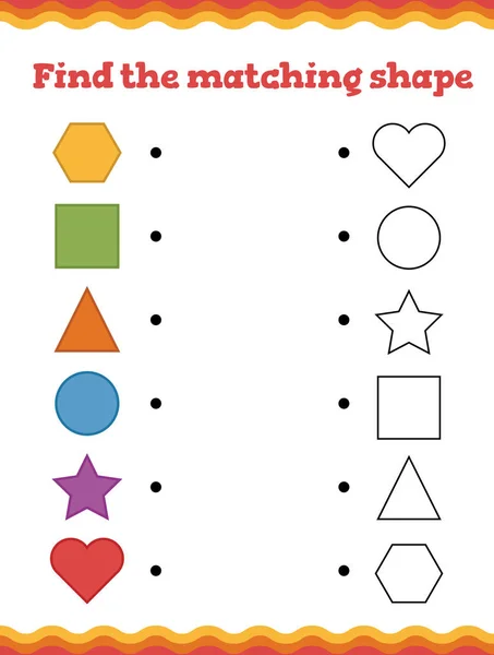 Game for Preschool Children. Find the matching form. Preschool or kindergarten worksheet. Vector illustration — Stock Vector