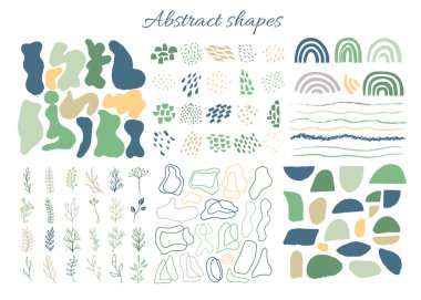 Büyük el çizimleri organik şekiller. Soyut modern trend 