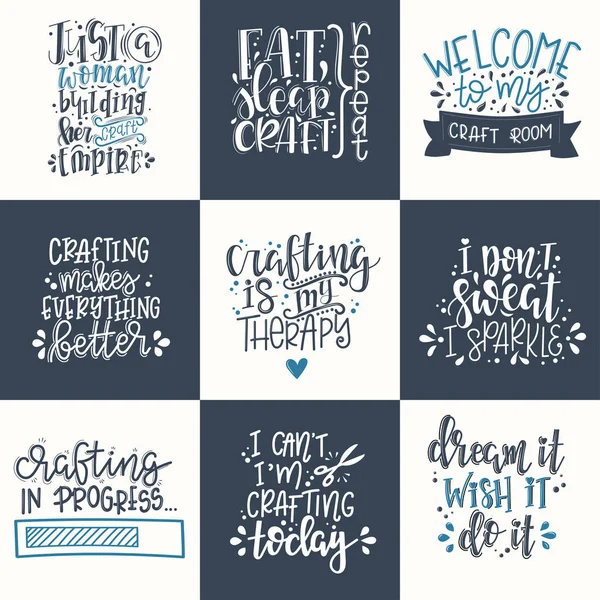 Handwerk Motivationszitat Handgezeichnetes Typografie-Posterset. Konzeptionelle handgeschriebene Phrase Handwerk T-Shirt handgeschriebene Karte — Stockvektor