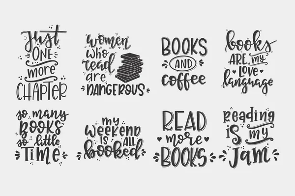 Kitaplar ve okuma harfleri. El çizimi tipografi posteri. Kavramsal el yazısı T-shirt el yazısı kaligrafik tasarım. 
