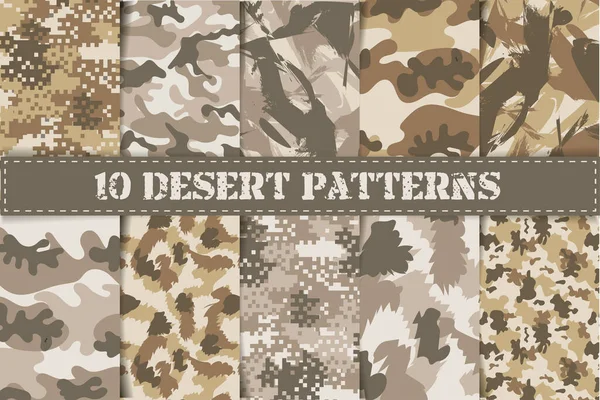 Conjunto sin costura de camuflaje vector patrón del desierto. — Vector de stock