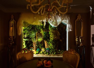 Klasik Stil, ışık mobilya, mermer, lüks yemek odasında.