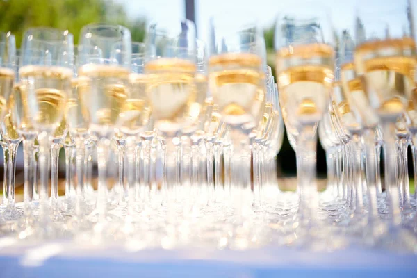 Şampanya bardakları masada. — Stok fotoğraf