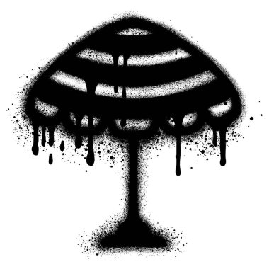 Siyah sprey boyalı grafiti plajı şemsiyeleri. vektör illüstrasyonu.