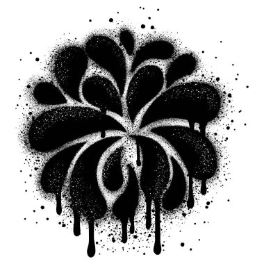 Kasımpatı çiçekli grafiti spreyi beyaz arka planda izole edilmiş siyahla boyanmış..