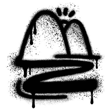 Siyah sprey boyalı bir dağ grafiti 'si. vektör illüstrasyonu.