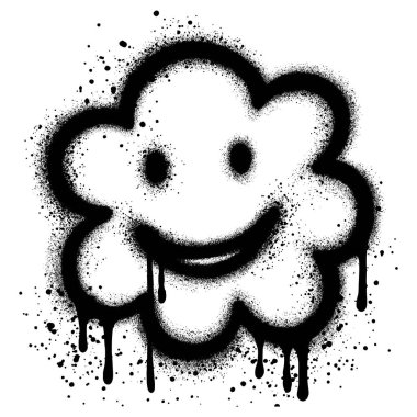 Grafiti tarzında şirin bulutları olan sevimli kawaii..