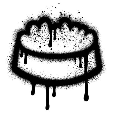 Grafiti tarzında kedi maması kasesi ve siyah sprey boya..