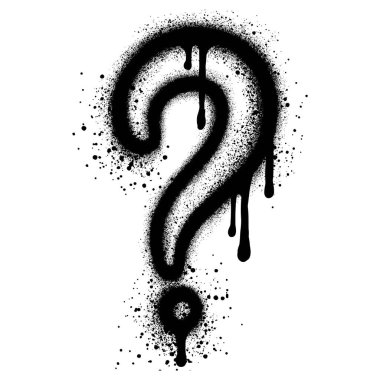 Sprey boyalı Grafiti soru işareti beyaz bir arkaplan ile izole edilmiş. Vektör illüstrasyonu.