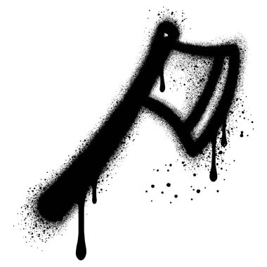 Sprey boyalı graffiti balta simgesi logosu beyaz arkaplan ile izole edildi.