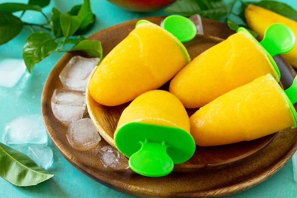 Healthy Vegan Orange Mango Citrus Ice Cream Popsicle Summer Dessert — Stock Photo, Image