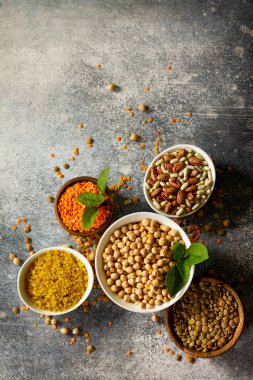 Sağlıklı gıda, diyet, beslenme kavramı, vegan protein kaynağı. 