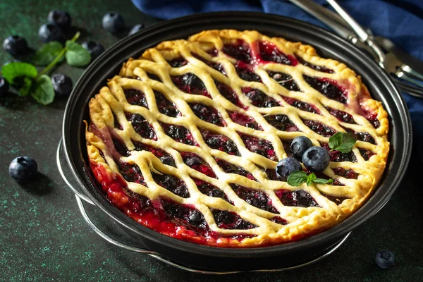 Homemade Berry pie. Sweet pie, tart with fresh blueberry. Delici