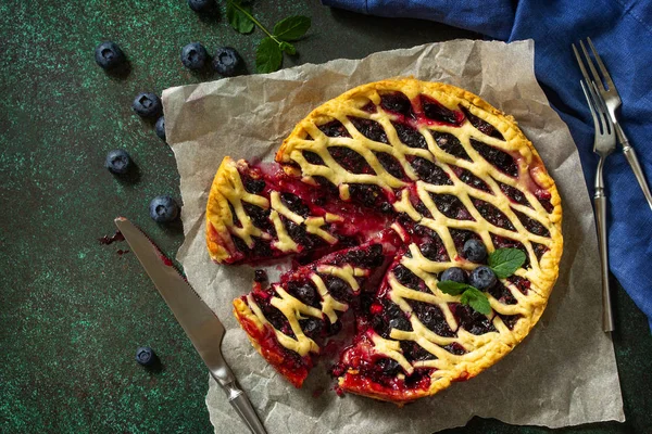 Homemade Berry pie. Sweet pie, tart with fresh blueberry. Delici
