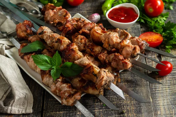 Shashlik Shashlyk Meaning Skewered Meat Was Originally Made Lamb Stock  Photos - Free & Royalty-Free Stock Photos from Dreamstime