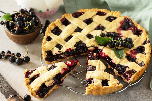 Délicieux Été Tarte Aux Baies Avec Groseille Tarte Sucrée Tarte — Photo