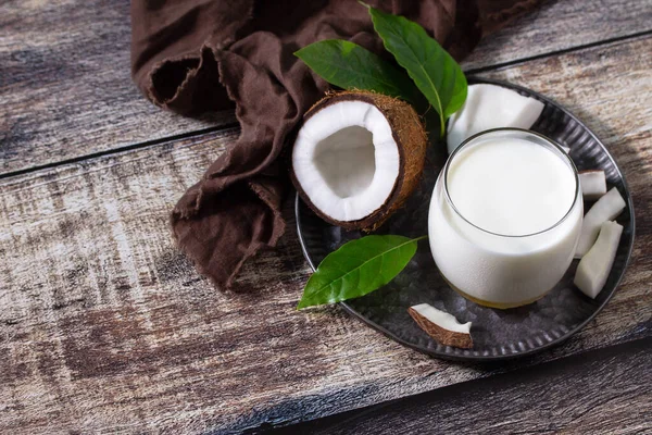 Dieta Nutrizione Sanitaria Concetto Latte Noce Alternativo Vegano Noce Cocco — Foto Stock