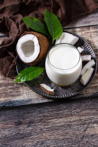 Concepto Nutrición Alimentaria Salud Vegana Alternativa Leche Nuez Coco Una — Foto de Stock