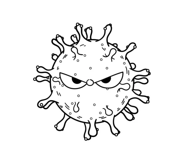 Ilustrasi Coronavirus Virus Kartun Doodle - Stok Vektor