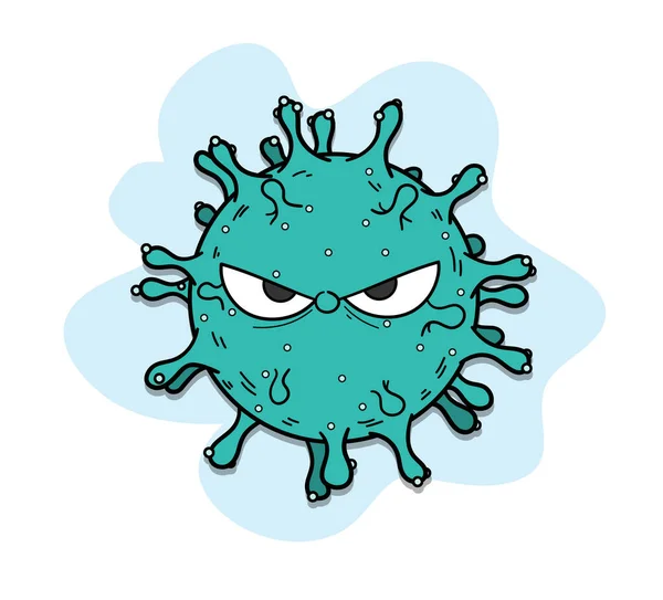 Covid Kartun Gambar Doodle Virus Corona Terisolasi Pada Latar Belakang - Stok Vektor