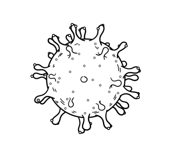 Covid Ilustrasi Corona Virus Epidemi Kartun Doodle - Stok Vektor
