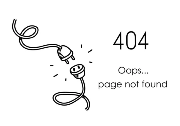 404 Page Found Error Hand Drawn Vector Doodle Ilustracja Koncepcji — Wektor stockowy