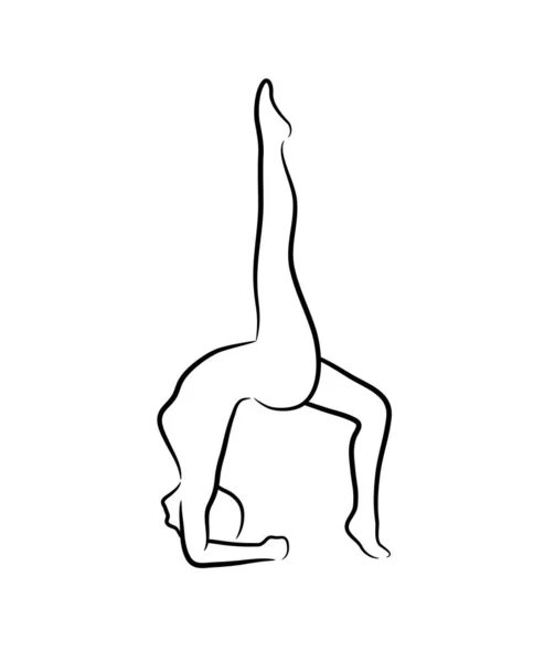 Kvinna Yogaställning Yoga Utgör Mediterande Kvinna Linje Konst Vektor Illustration — Stock vektor