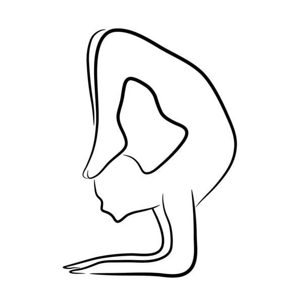 ヨガの姿勢ラインアートの男 ヨガポーズ瞑想男ラインアートベクトルイラスト — ストックベクタ